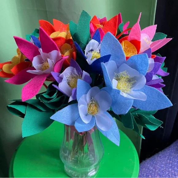 Mixed Color Columbine Artificial Flowers Wedding Bouquet 24 Lot Mixed Media